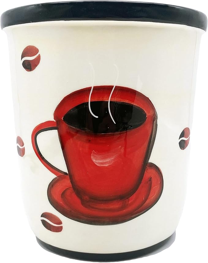 ACK Tuscany Colorful Coffee Bean Hand Painted Ceramic Utensil Jar, 83339