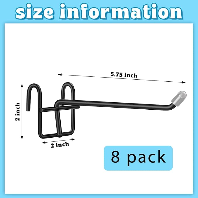 8 Pcs Accessory Hooks for Wire Shelving with Rubber Cover Heavy Duty Metal Hooks for Hanging Kitchen Utensils Wire Shelf Accessories Room Organization (Black)