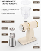 Huanyu Electric Coffee Bean Grinder 250G Commercial&Home Milling Grinding Machine 200W Automatic Burr Grinder Professional Miller 8 Fine - Coarse Grind Size Settings (White)