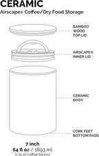 AirScape Planetary Design Ceramic Coffee and Food Storage Canister – Small 4-inch – US Patented Airtight Inner Lid – Black with Bamboo Top