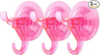 Antimbee 3 Pack Suction Cup Hooks, Clear Suction Cup Hanger, Removable Small Suction Cups for Shower, Bathroom, Glass, Door, Windows, Kitchen-Up to 11 lbs on Smooth Surface (Transparent Pink)