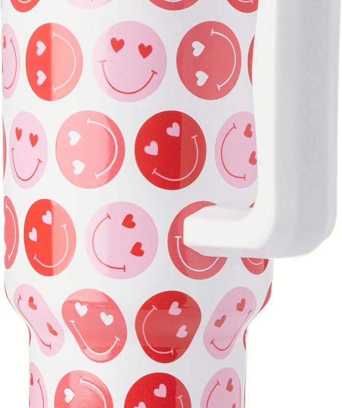 Simple Modern 40 oz Trek Tumbler with Handle and Straw Lid | Cup Holder Friendly Insulated Stainless Steel Travel Mug | Happy Heart Eyes