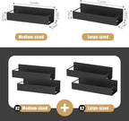 Cosy Family 4-Pack Strong Magnetic Metal Spice Rack Organizer for Refrigerator & Oven - Rustproof Black Fridge Shelves with Hooks for Kitchen Storage & Organization