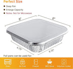 8x8 Aluminum Pans with Lids - 10 Pack Disposable Baking Pans, Heavy Duty Tin Foil Pans with Lids for Cake Baking, Cooking, Heating, Storing, Prepping Food