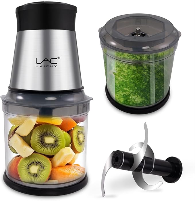 Food Processor 4 Cup,Meat Grinder with 2 Bowls,Electric Food Chopper,Powerful Motor 2 Speed & 4 Blades for Baby Food,Meat,Onion,Vegetables,Fruits