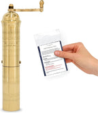 Original Greek Coffee Mill, 10.5-Inch Brass – European Manual Coffee Grinder, Refillable, with Polishing Cloth