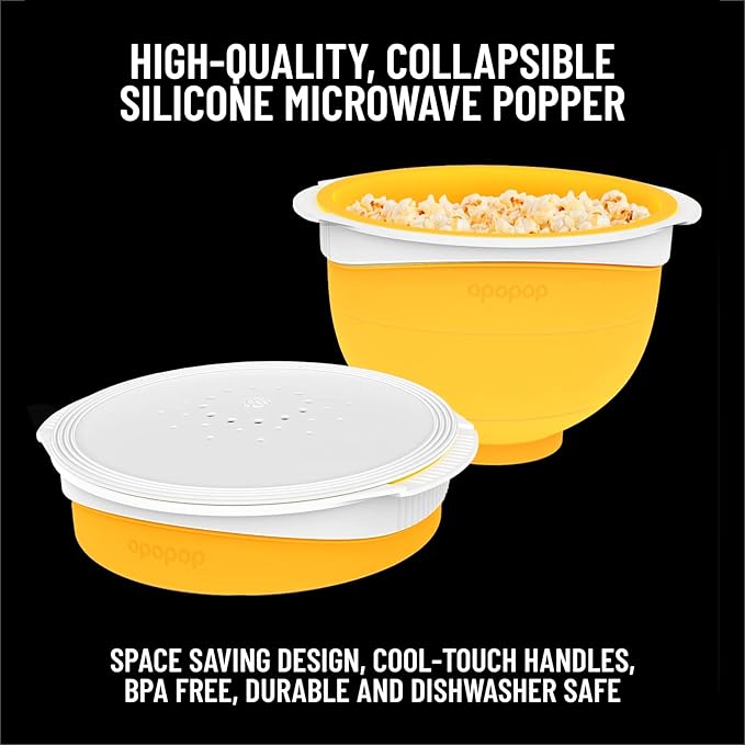 Opopop Microwave Popcorn - Variety 12-Pack Gourmet Popcorn Kit, Collapsible Silicone Popcorn Popper, Popcorn Maker, Gluten Free Snacks Variety Pack, BPA-Free and Dishwasher Safe (New Flavors)