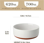 MALACASA Cereal Bowls Set of 6, 24 OZ Ceramic Bowls for Kitchen, Soup Bowl Breakfast Bowls, Dishwasher Microwave Safe, Khaki White, Series TARA