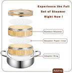 Stainless Steel Steamer Ring | 13 Inch, Fits 7 to 12 Inch Bamboo Steamer | Steaming Adapter for Steam Pot, Asian Food, Dumpling, Dim Sum, Rice, Veggie for Cooking Basket