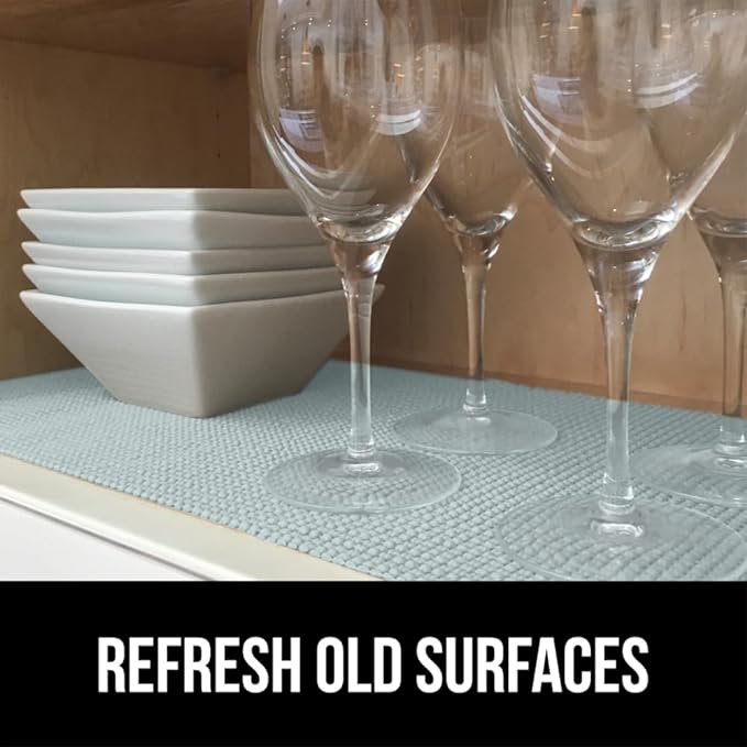 GORILLA GRIP powerGRIP Drawer Shelf and Cabinet Liner, Thick Strong Hold, Non-Adhesive Liners Protect Kitchen Cabinets and Cupboard, Bathroom Drawers, Easy Install, Breathable Mat, 20" x30', Spa Blue
