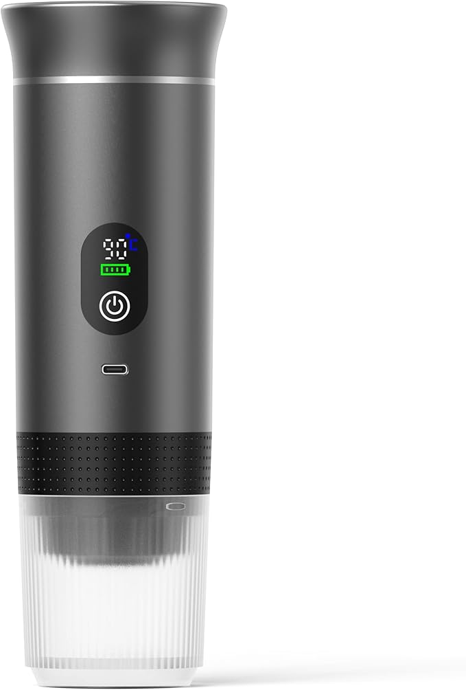 Automatic Espresso Maker – Dual Hot & Cold Brew – 20 BAR Pressure – Compact Portable Coffee Machine with Rapid Heating – Built-In Transparent Cup – Travel-Friendly Design