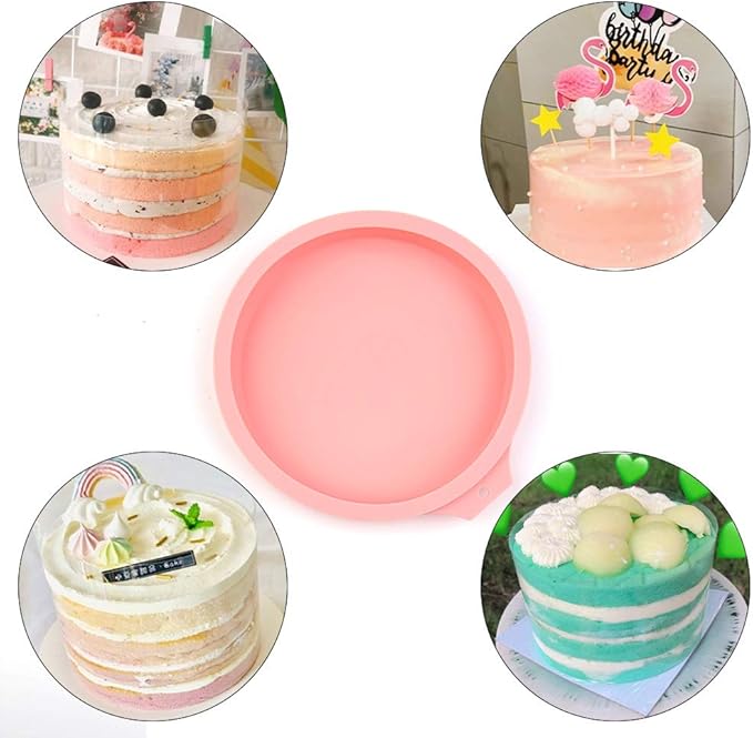 4 Pcs Layer Cake Pan Set, 6 Inch Silicone Round Cake Mold Rainbow Non-Stick Baking Tins for Jumbo Whoopie Pie Cake Vegetable Pancakes Taco Shells Pizza Crust Omelet Frittata, Resin Craft