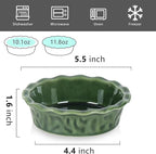 Vicrays Ceramic Pie Pan for Baking - 5.5 inch Small Pie Plates Deep Dish Round Pot Casserole Mini Serving Bowl, Microwave Oven Safe for Dessert Apple Pie Cake Tart Pizza, Set of 6 - Green