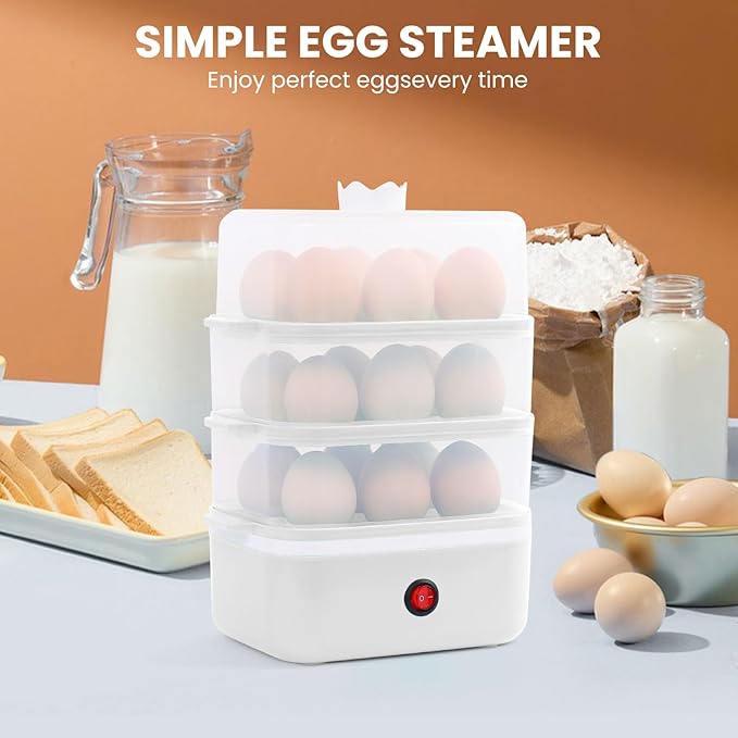 Egg Cooker - 18 Egg Capacity Electric Egg Cooker, can quickly cook hard, medium and soft boiled eggs, poached eggs, scrambled eggs or omelets, with auto shut-off function, Satisfy your food needs