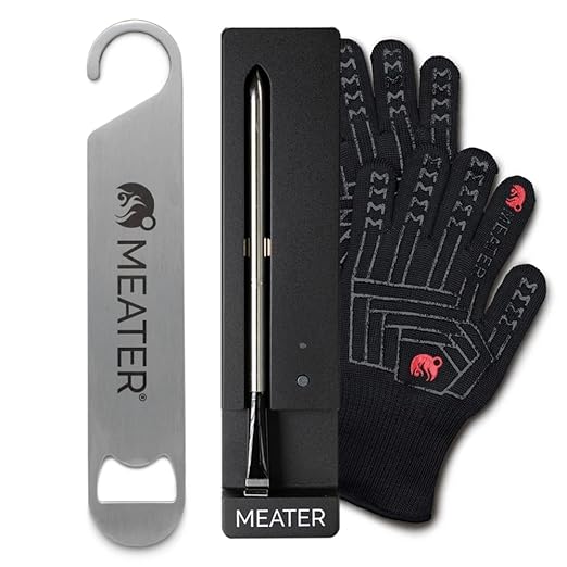 MEATER SE Bundle: Smart Wireless Meat Thermometer for Everyday Cooking with Heat-Resistant Mitts & Bar Blade Opener | Bluetooth Range for Oven, Stovetop, Air Fryer & More | 50+ Recipes in App