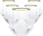 Goodluck 40 PCS Diamond Stemless Plastic Wine Whiskey Glasses, 12 Oz Disposable Cocktail Glasses, Suitable for Weddings, Birthday Parties, Family Gatherings, Bars, etc （Gold rimmed cups）