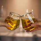 Goodluck 40 PCS Diamond Stemless Plastic Wine Whiskey Glasses, 12 Oz Disposable Cocktail Glasses, Suitable for Weddings, Birthday Parties, Family Gatherings, Bars, etc （Gold rimmed cups）
