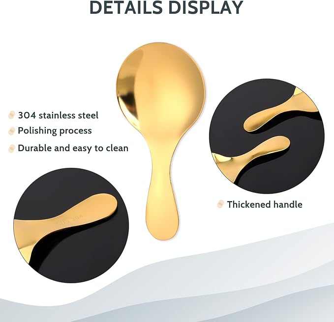 5 PCS Short Handle Spoons Gold Mini Scoops Stainless Spoons for Canisters Small Coffee Scoops Candy Scoops for Condiments Tea Desserts Coffee