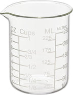 Ackers Etched Graduated Glass Measuring Cup - V-Shaped Spout- High Borosilicate Glass Measuring Cup for Kitchen or Dining, Easy to Read, 250ml (8oz, 1 Cup)