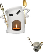 Chocolate Fondue Mug With Attitude, Cheese, Candy Mini Ceramic Fondue Mugs Gift Set with 1 Forks & 1 Scoop - Sweet Fondue Cup Set for Gifts Parties Cozy Nights