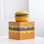 Ceramic Bowls & Plates Sets, Cute Hamburg Style 5-Pieces Dinnerware Sets, Dinner Dessert Plates & Cereal Bowls with Lid. Novel Tableware Gift.