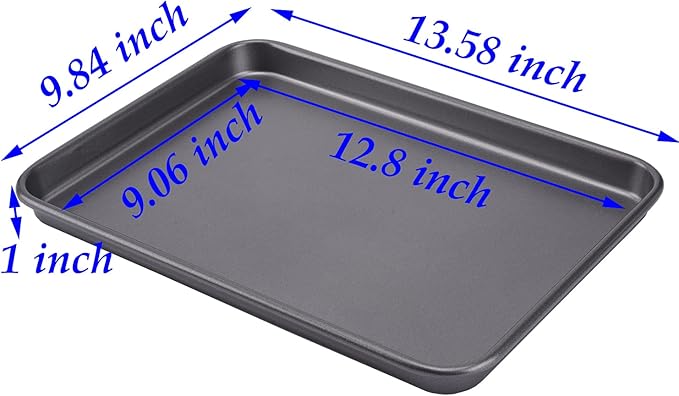 Thicken 1/4 Quarter Cookie Baking Sheet Pan 13.58 x 9.84Inch (Inner 12.8x9.06) Non-Stick Carbon Steel Bakeware 2 Pack