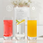 Drinking Glasses Set of 6, 13oz Crystal Highball Glasses, Clear Tall Glass Cups,Water Glass for Kitchen,Tom Collins,Juice,Whiskey,Mojito Cocktail Glasses for Bar Glassware,Gifts
