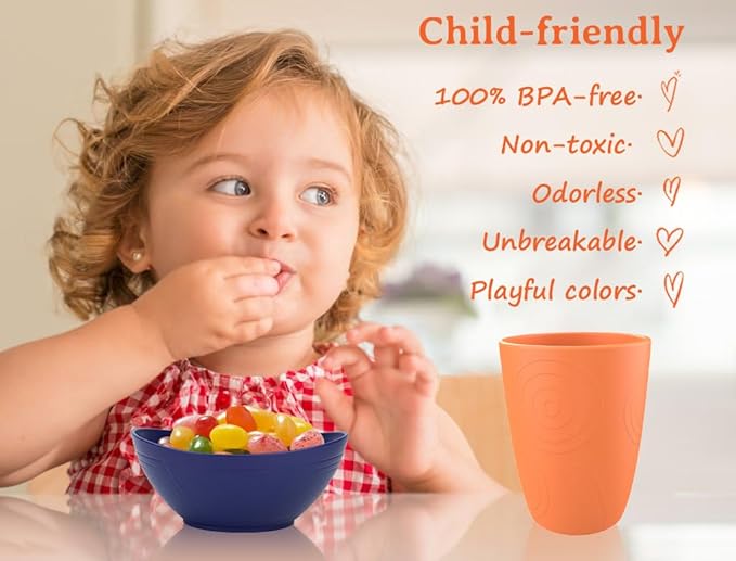 Homienly Wheat Starw Small Bowls - 10 OZ Mini Bowls for Snack, Dessert, Fruits,Small Portions,Ice Cream,Dip,Yogurt, 5 Inch Oval Dish Set of 4,Microwave and Dishwasher Safe-Mondrian Color