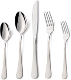 20 Piece Cream Grey 18/0 Flatware Utensil Set for 4, Include Dinner Knife,Dinner Forks,Dinner Spoons,Salad Forks,Teaspoons,Silverware Set for 4, Dishwasher Safe