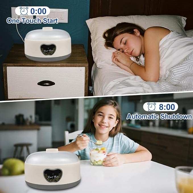 Abnaok 36 Hour Yogurt Maker,1.2L Automatic Digital Yoghurt Maker Machine,Lcd Display with Constant Temperature,Multi-Function Probiotic Yogurt Maker