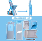 Upgrade Safe Mandoline Slicer for Kitchen, 5 in 1 Vegetable Chopper, Mandolin Potato Slicer with Thickness Adjuster, French Fry Cutter, Veggie Dicer Faster Kitchen Slicer for Meal Prep Blue