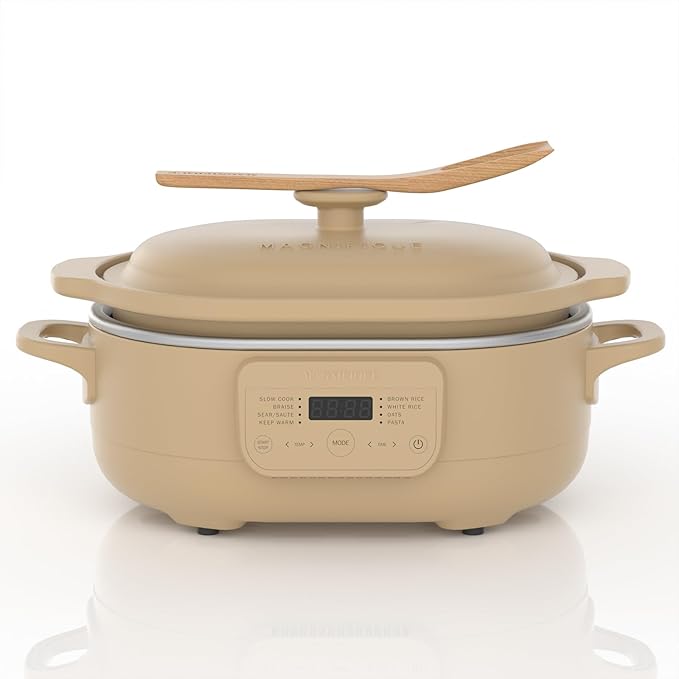 4 Quart Programmable Slow Cooker with Flexible Easy Programming, 8-in-1 Claypot Multi Cooker, Removable Crock, Nonstick, Oven Safe Pot to 450°F, Brown