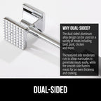 GORILLA GRIP Patented Dual-Sided Meat Tenderizer, Heavy Duty Kitchen Mallet with Soft Handle, Spiked Side Tenderizes and Smooth Flattens, Maximize Food Flavor, Commercial Grade Chicken Pounder, Mint