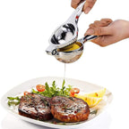Lemon Squeezer, Heavy Duty Zinc Manual Lemon Juicer, Threaded Groove Fresh Small Oranges Limes Juicer Hand Press Manual Citrus Juicer Press for Home Restaurant Kitchen Accessories Utensils(Sliver)