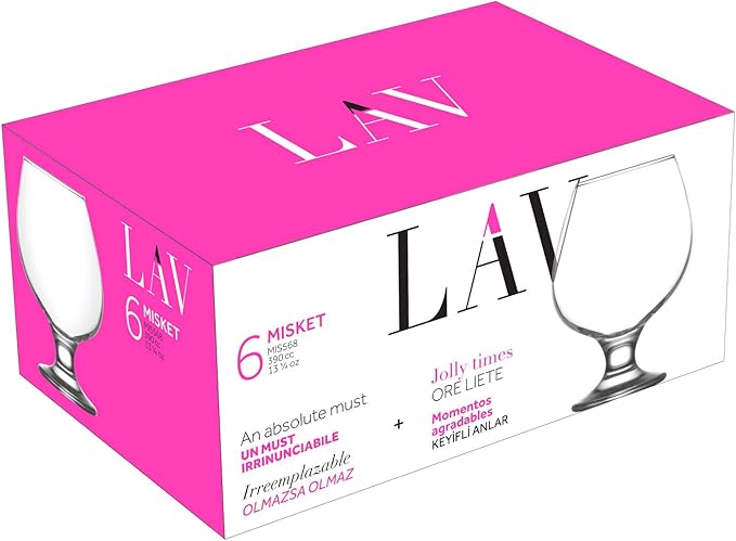 LAV Brandy Snifters Glass Set | Dishwasher Safe, Short Stem Balloon Glasses, Glass Goblets for Spirits, Bourbon Whiskey, Cognac, Scotch, Beer Tasting Glasses | 13.25 oz | Set of 6