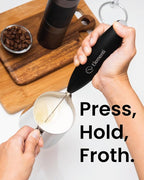 Elementi Portable Milk Frother & Stand – Compact Mixer for Powdered Drinks and Coffee, Electric Whisk Hand Blender, Specialty Kitchen Appliance (Pumpkin Orange)