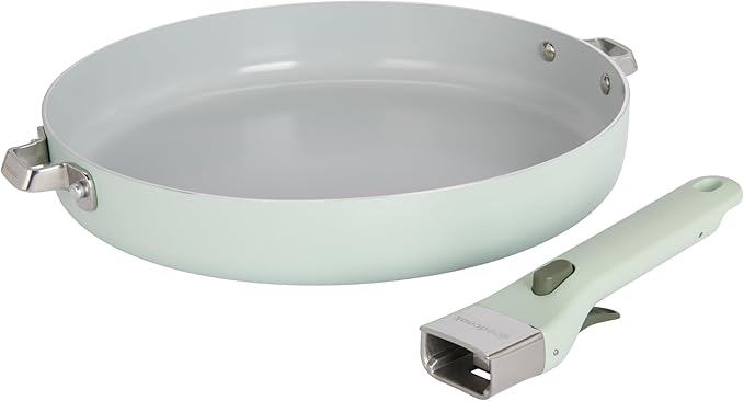 GoodCook Ceramic Frying Pan Skillet with Removable Handle, Induction Compatible, Nonstick and Oven Safe, 12-Inch, Sage Green