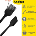 Anaeat High Heat Resistant Silicone Basting Pastry Brush Set of 3- Hygienic One-Pieces Design Spread Oil Butter for BBQ Grill Barbecue Baking Kitchen Cooking - BPA Free & Dishwasher Safe (10"+8.2")