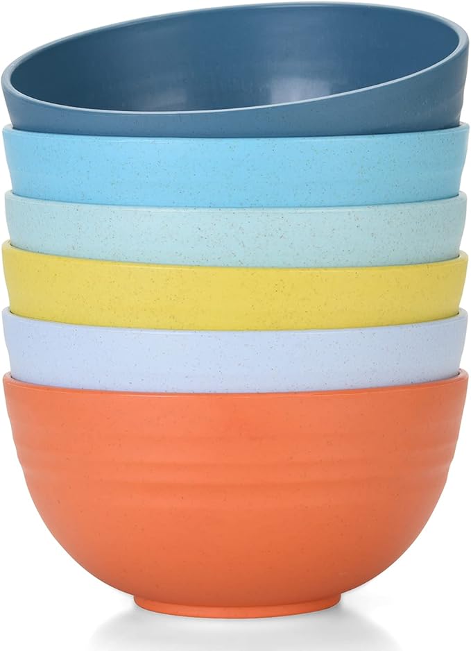 Homestockplus Unbreakable Cereal Bowls 25 OZ Microwave and Dishwasher Safe BPA-Free Bowl Dessert Bowls for Serving Soup, Oatmeal, Pasta and Salad [Set of 6]