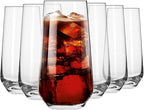 Krosno Tall Water, Juice, Drinking Glasses, Set of 6, 16.2 oz, Splendour Collection, Highball & Tumbler Crystal Glass, Dishwasher Safe, Made in Europe