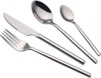 24 Piece Silverware Set For 6 Heavy duty 18/10 Stainless Steel Flatware Set Modern Design Knife/Fork/Spoon Mirror Polished Dishwasher Safe Cutlery Set with Gifts