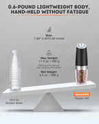 AmuseWit Gravity Electric Salt and Pepper Grinder Set of 2 [White Light] Battery Operated Automatic Pepper and Salt Mills with Light,Adjustable Coarseness,One Handed Operation,Black