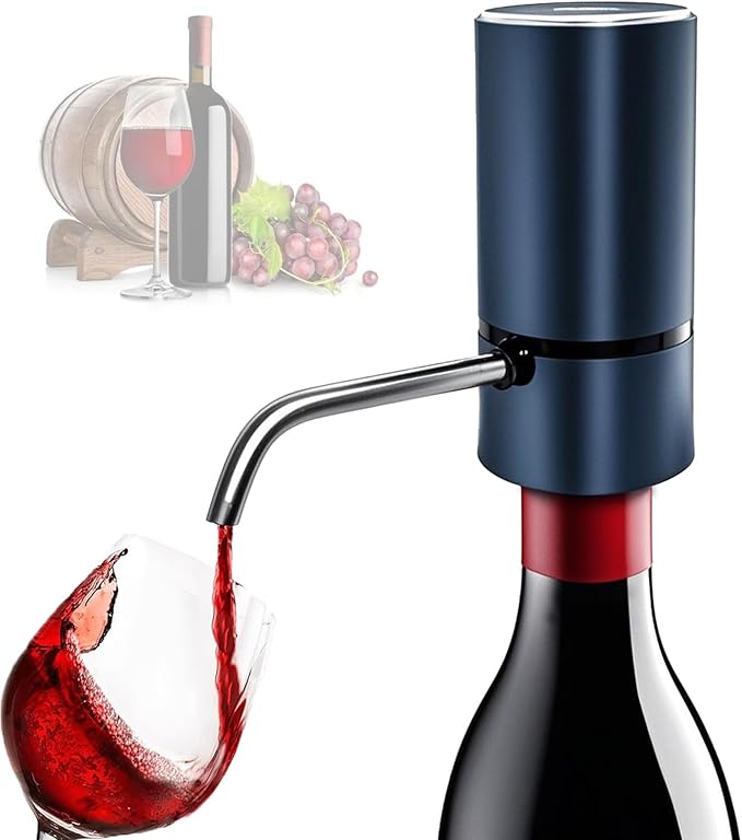 Electric Wine Dispenser, Aerator, Pourer & Vacuum Wine Pump, Portable One Button Automatic Wine Aerator for Quick decanting, Improving Wine Taste & Aroma, Gifts for Men & Women Wine Lovers (Blue)
