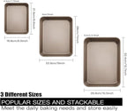 3 Pack Baking Sheet Pans, Deep Size Baking Pan Nonstick Cookie Sheet Brownie Cake Pan Bread Pan Toaster Oven Tray Bakeware (8.6 x 6.6 x 1.7'',11 x 9 x 2",12.7 x 10.6 x 2.4'')