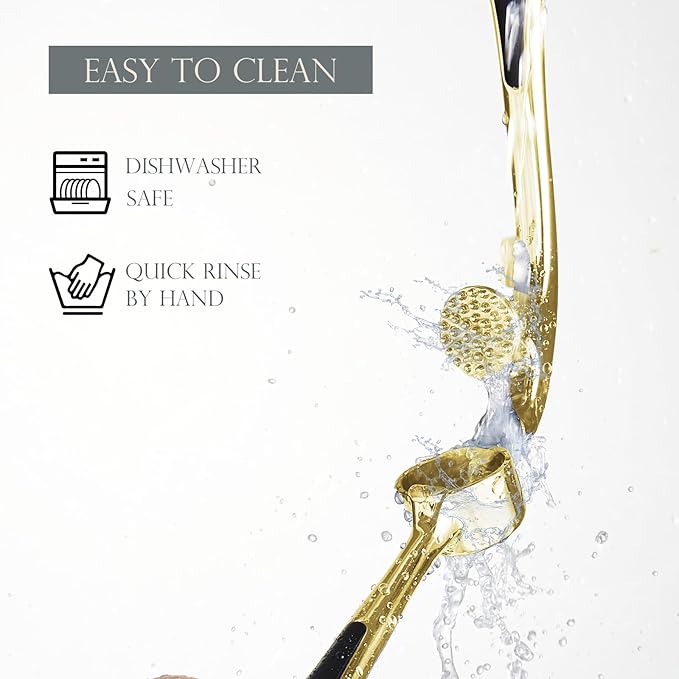 KITESSENSU Premium Garlic Press, Professional Garlic Mincer, Easy to Squeeze and Clean, Rust Proof & Dishwasher Safe, Efficient Ginger Crusher - Golden