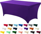 Utopia Kitchen 6FT Spandex Tablecloth [1 Pack, Purple] 200 GSM Stretch, Fitted, Washable and Wrinkle Resistant Table Cloth Rectangle Cover for Trade Shows, Wedding, Parties [72Lx30Wx30H Inch]