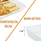 Serving Tray Platter, 3 Pcs Food Tray for Veggie Fruit Snack Dessert Cookie Cheese, Food Trays for Party Supplies Display, Plastic Platters for Serving Food, Large White Trays, BPA Free