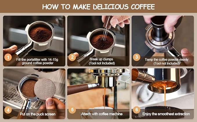54 mm Bottomless Portafilter with Puck Screen, 3 Ears Espresso Portafilter Compatible with Breville Barista Express Machines,Stainless Steel Porta filter and Rosewood Handle