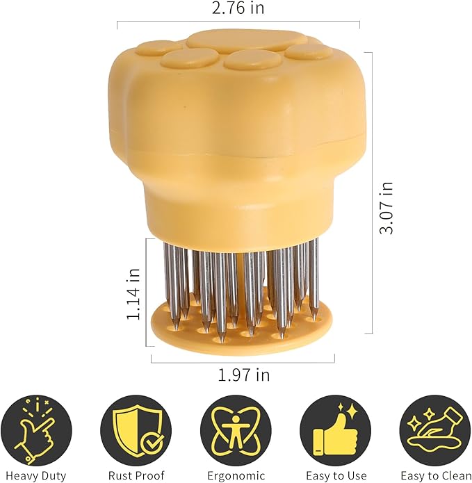 Meat Tenderizer Tool Stainless Steel Thickened Sharp Needle Makes Steak & Chicken Tender Easily, Heavy Duty Kitchen Cooking Gadget for Tenderizing Beef, Pork, Veal