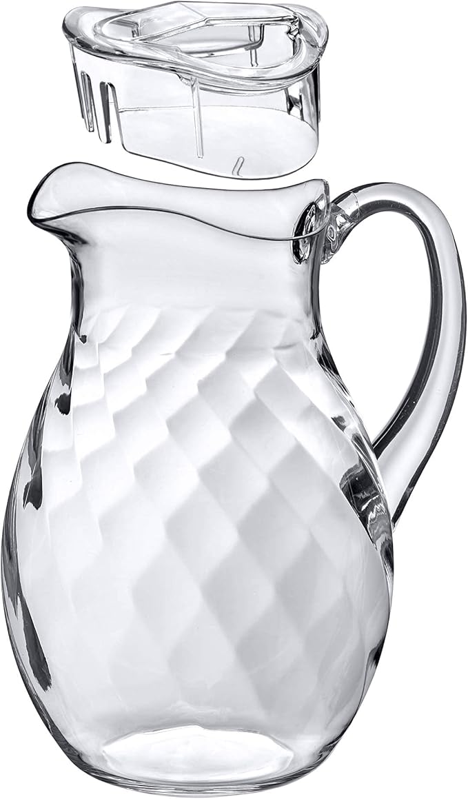 Amazing Abby - Bubbly Whirly - Plastic Pitcher (64 oz, 2 Quart), Clear Water Pitcher with Lid, Fridge Jug, BPA-Free, Shatter-Proof, Great for Iced Tea, Sangria, Lemonade, Juice, Milk, and More